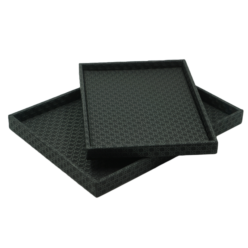 Bandejas MDF PU Preta 2 Peças