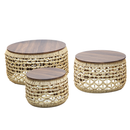 Mesa de Centro Grande Corda com MDF 3 Peças