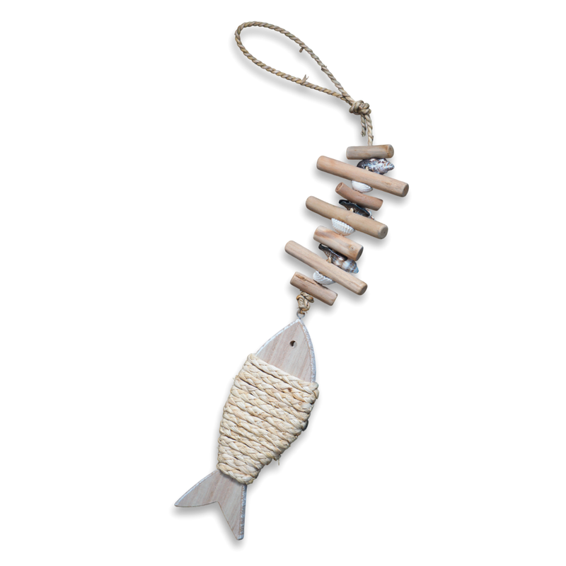 Decoração Peixe MDF com Corda 79,5x24,5x66cm