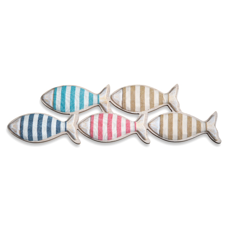 Placa Decorativos 5 Peixes MDF 48x13,5cm