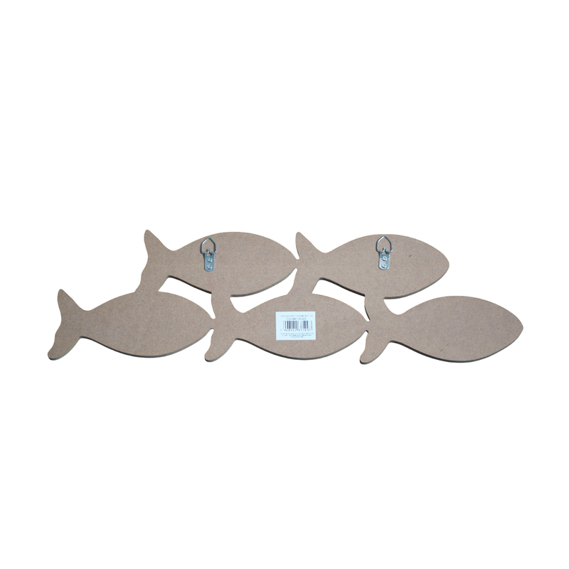 Placa Decorativos 5 Peixes MDF 48x13,5cm