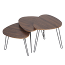 Mesas de Canto Tampo MDF Estrutura Metal 3 Peças