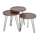 Mesas de Canto Tampo MDF Estrutura Metal 3 Peças