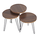 Mesas de Canto Tampo MDF Estrutura Metal 3 Peças