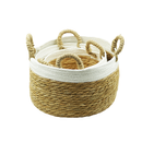 Cestas de Corda de Palha Branco 3 Peças