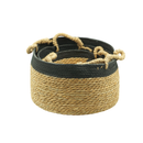 Cestas de Corda de Palha Azul 3 Peças