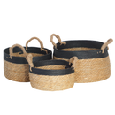 Cestas de Corda de Palha Azul 3 Peças