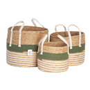 Cestas de Corda de Palha Verde 3 Peças