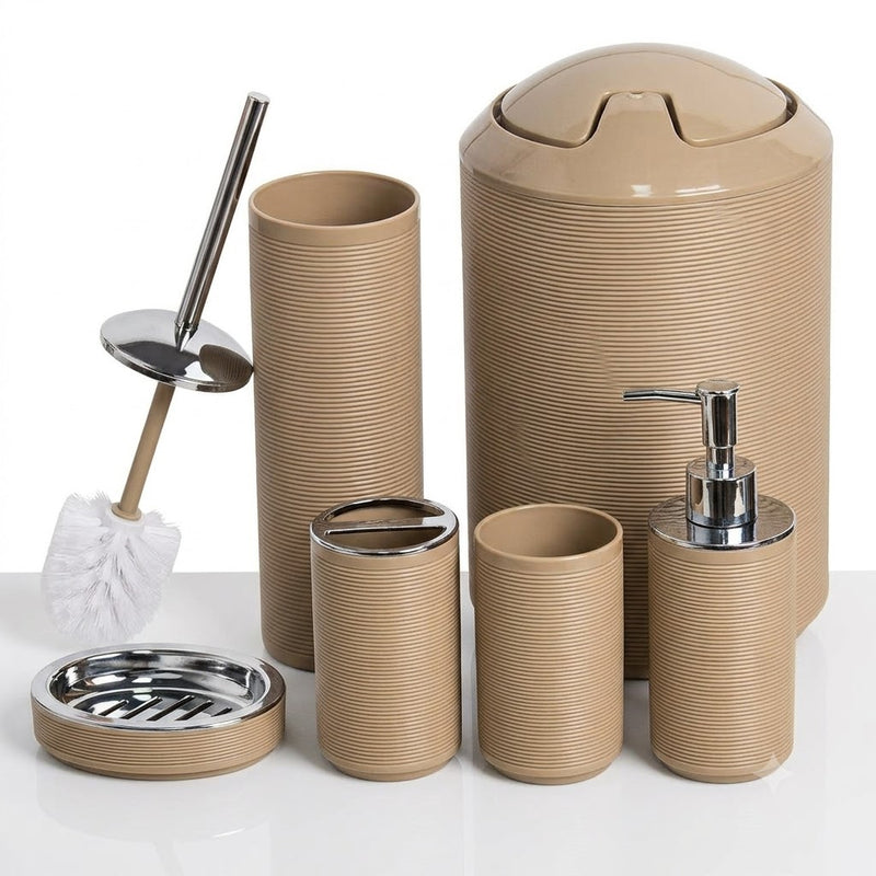 Conjunto para Banheiro Acrilíco Bege 6 Peças