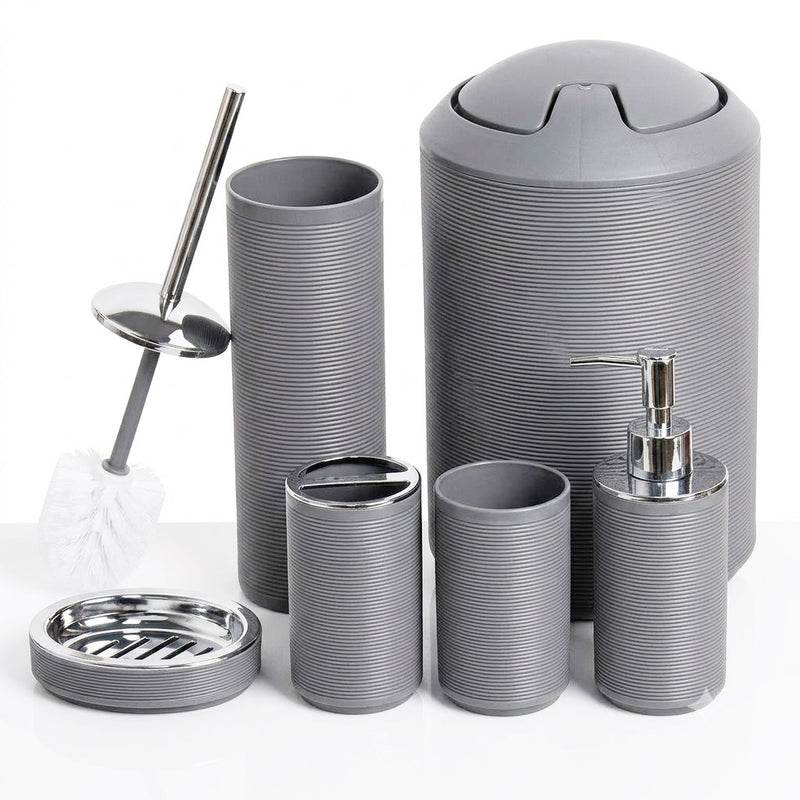 Conjunto para Banheiro Acrilíco Cinza 6 Peças