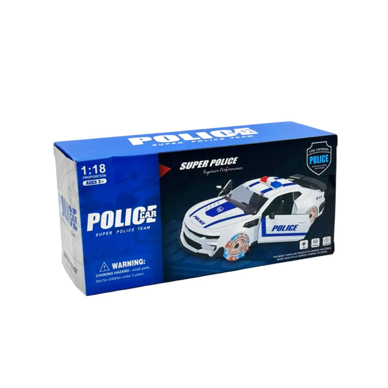 Carro de Polícia com Rodas de Luz