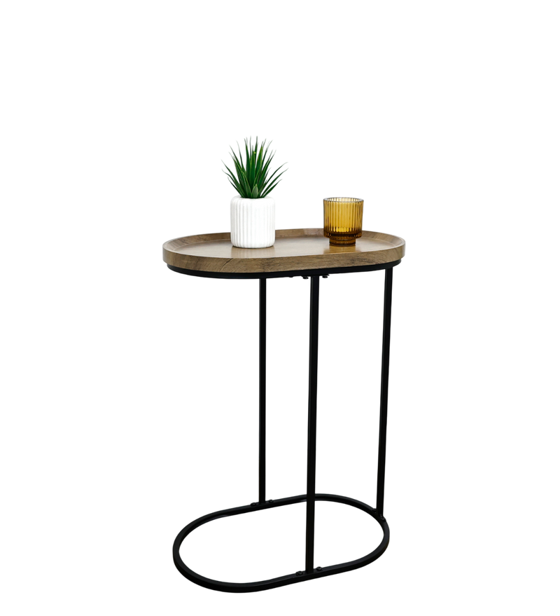Mesa de Apoio Lateral Sala Sofá Ovalada