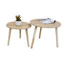 Set Mesinha Redonda Lateral Madeira 2 Peças