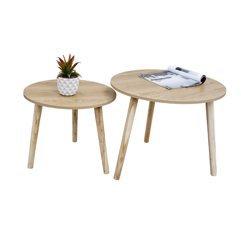 Set Mesinha Redonda Lateral Madeira 2 Peças