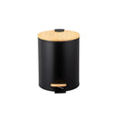 Lixeira com Pedal e Tampa de Bambu Preta 12L