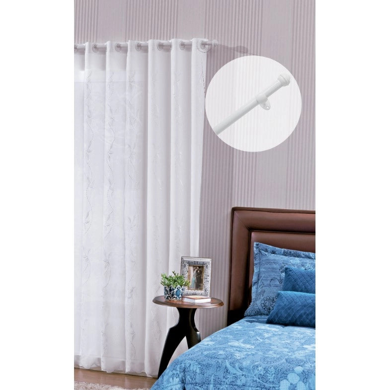 Kit Varão Para Cortina Pratiko Pro Branco 1,5m x 19mm