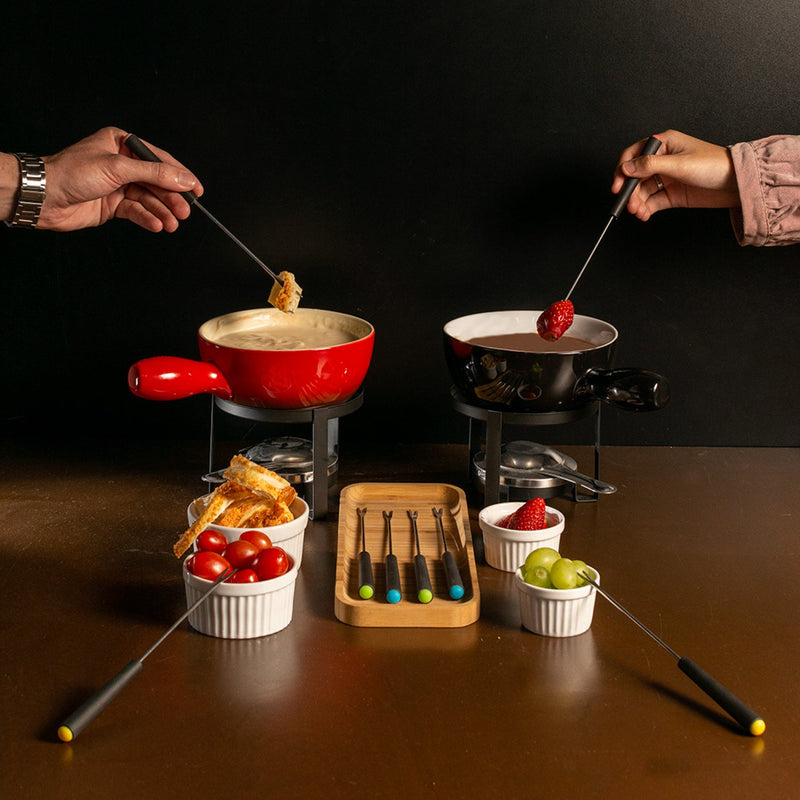 Aparelho de Fondue Preto para Queijo 8 Peças