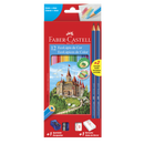 Kit Escolar 12 Cores + 2 Ecolápis Grafite + 1 Apontador + 1 Borracha