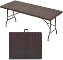 Mesa Dobrável Plástico Texturizado de Vime 180x73x74cm