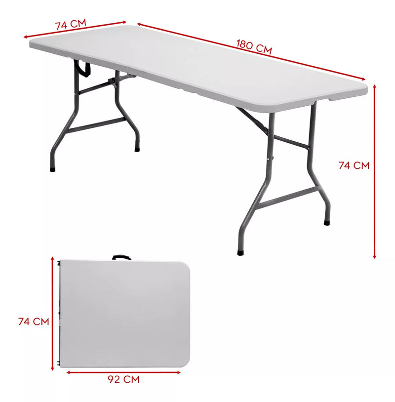Mesa Dobrável Plástica Branca 180cm