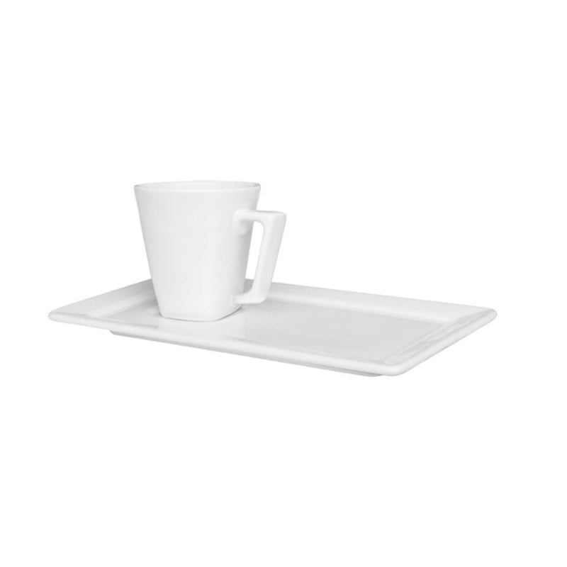 Xícara Café de Porcelana 65ml com Pires Plateau Branco
