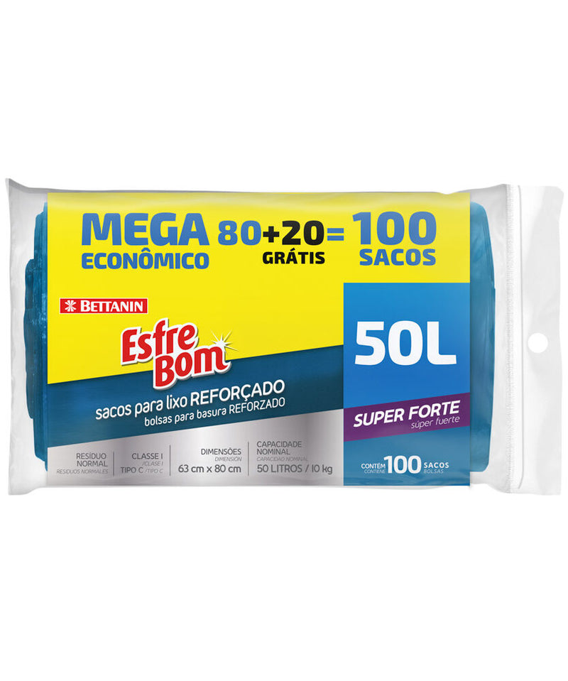 Saco de Lixo Esfrebom 50L com 100 unidades