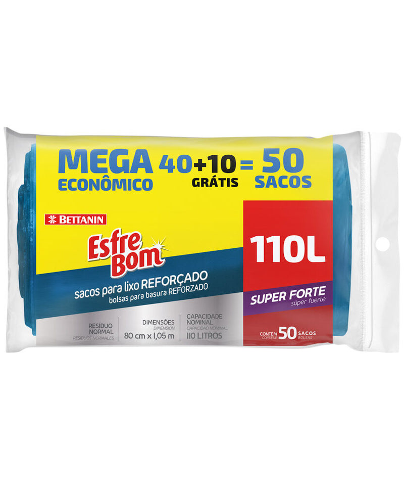 Saco de Lixo Meg 110L com 50 unidades