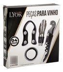 Conjunto para Vinho Inox 4 Peças