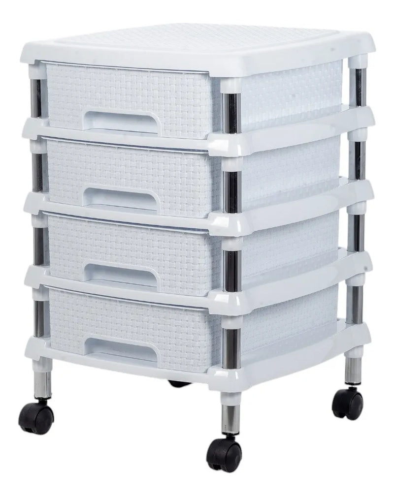 Gaveteiro Rattan 4 Gavetas Pequenas Branco