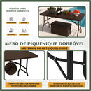 Mesa Dobrável Plástica Marrom 180cm