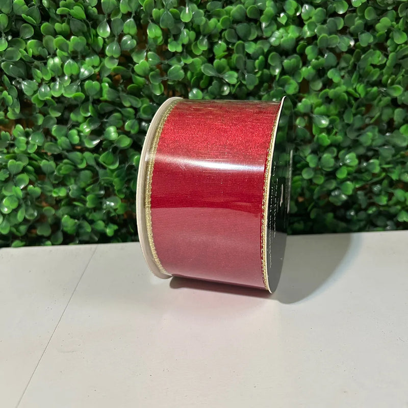 Fita Natalina Aramada Vermelha e Dourada 6,3cm x 9m