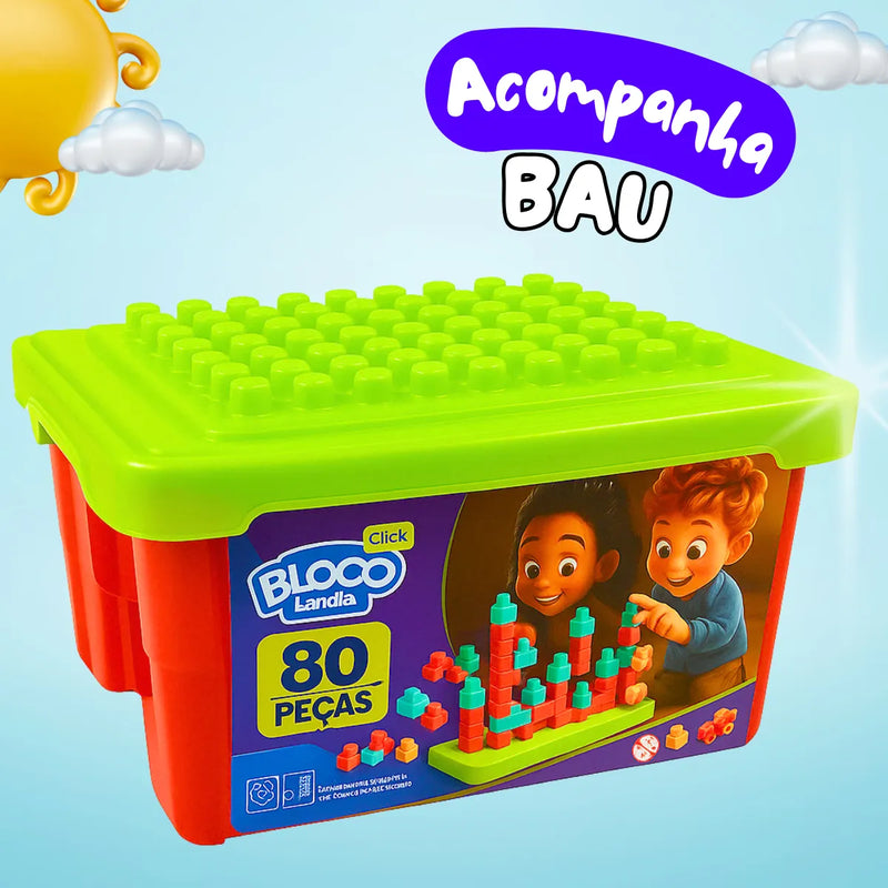 Bloco de Encaixar Infantil Block Click 80 Peças