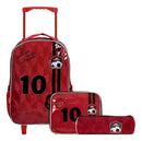 Kit Mochila de Rodinha Infantil Futebol 3 Peças