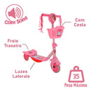 Patinete Musical Com Luzes e Cestinha Rosa Princesas