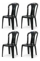 Kit 4 Cadeiras Bistro Plástico Preta