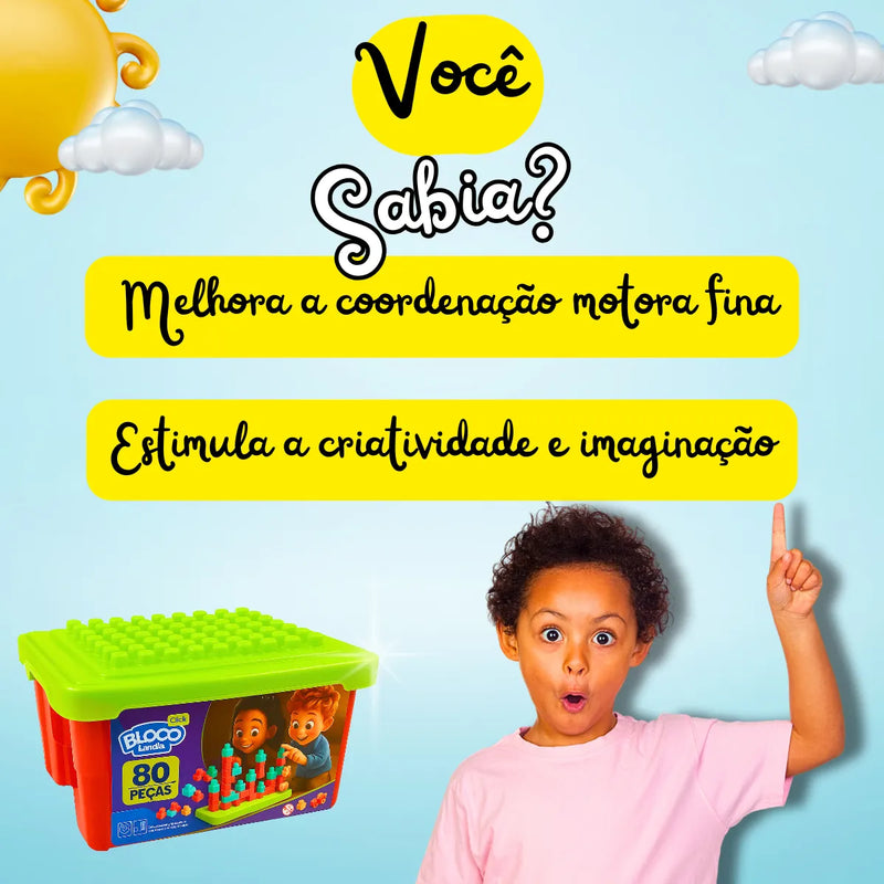 Bloco de Encaixar Infantil Block Click 80 Peças