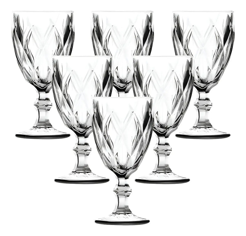 Jogo de 6 Taças para Água Clear Vitral
