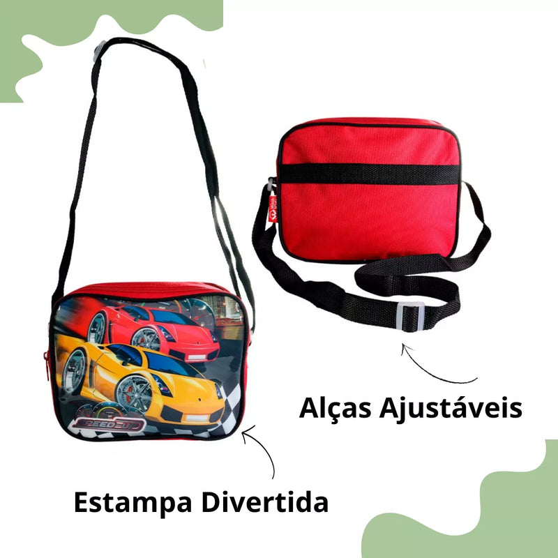 Kit Mochila de Rodinha + Lancheira + Estojo Infantil Speed Up