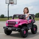 Carro Jipe Off Road Elétrico Infantil Rosa 12v