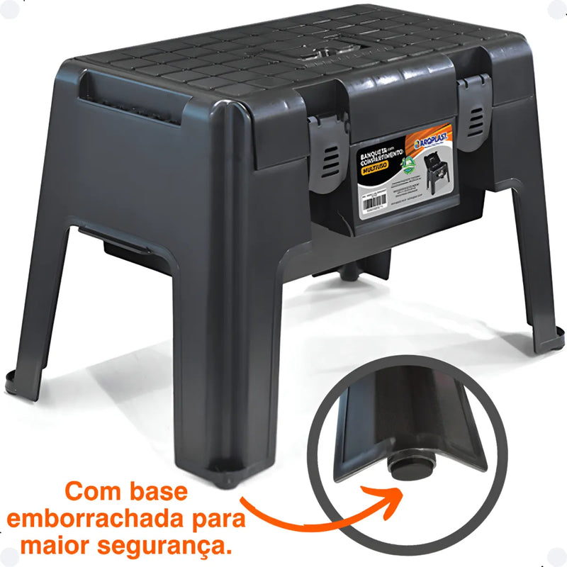 Banqueta com Compartimento Multiuso Preto