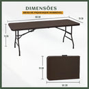 Mesa Dobrável Plástica Marrom 180cm