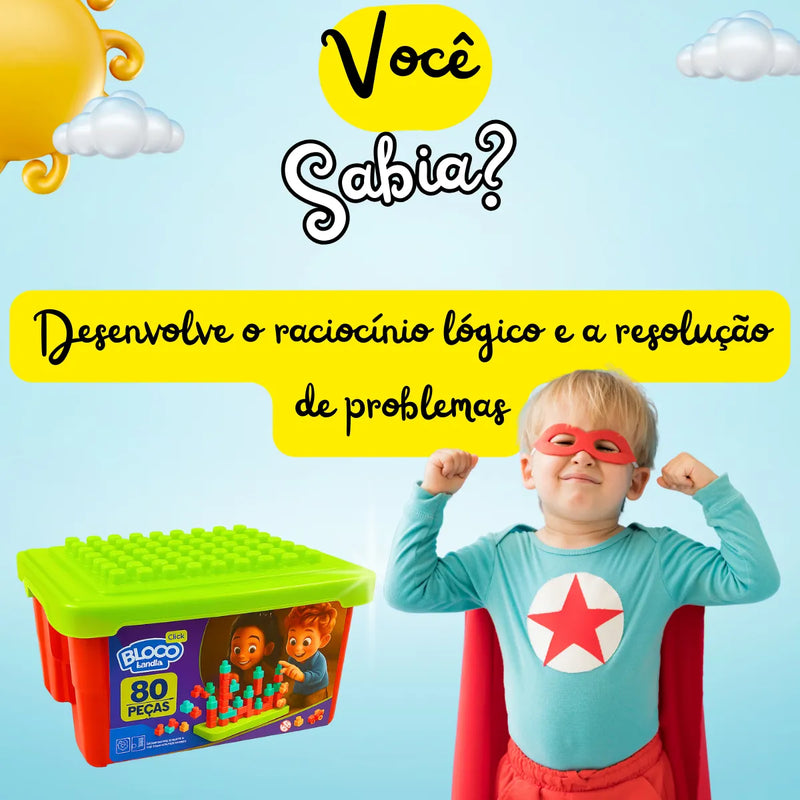 Bloco de Encaixar Infantil Block Click 80 Peças