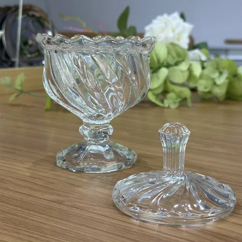 Potiche de Vidro com Pé Mireya 15cm