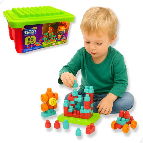 Bloco de Encaixar Infantil Block Click 80 Peças