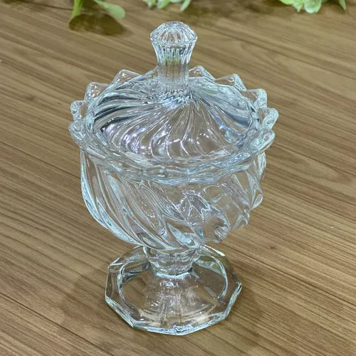 Potiche de Vidro com Pé Mireya 15cm