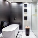 Lixeira Retangular Preta com Tampa de Bambu 5L