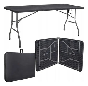 Mesa Dobrável Plástica Preta 180cm