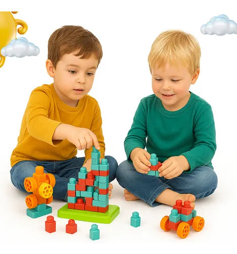 Bloco de Encaixar Infantil Block Click 80 Peças