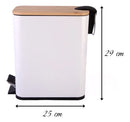 Lixeira Retangular Branca com Tampa de Bambu 5L