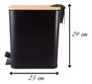 Lixeira Retangular Preta com Tampa de Bambu 5L